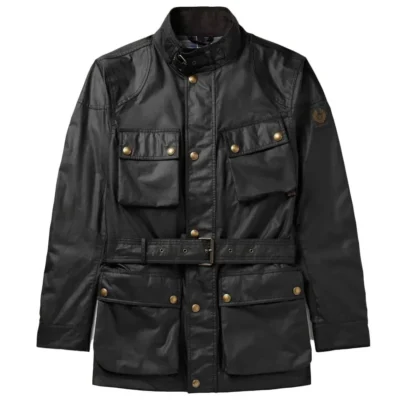Black Trialmaster Wax Belted Field Jacket