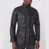 Black Trialmaster Wax Belted Field Jacket