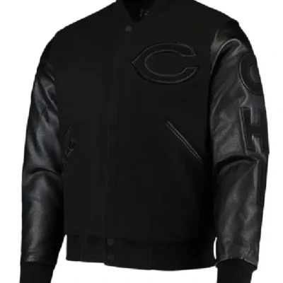 Black Varsity Jacket Chicago Bears Logo