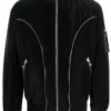Black Zip-Detail Puffer Hooded Jacket
