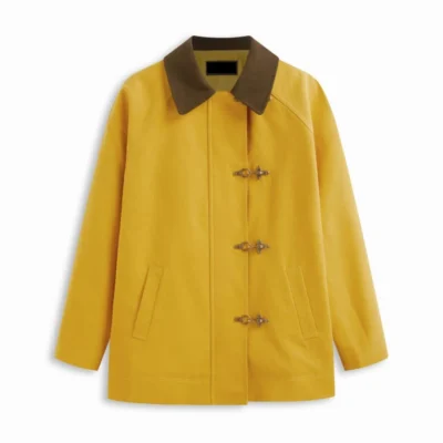 Buckle-Front Cotton Collar Oversized Barn Jacket