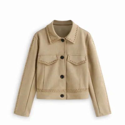 Chic Decorative Stitch Suede Jacket