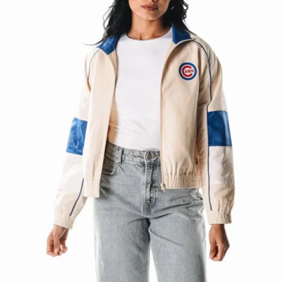 Chicago Cubs Cream Zip-Up Track Jacket