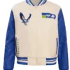 Cream Seattle Seahawks Retro Classic Full-Zip Varsity Jacket