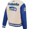 Cream Seattle Seahawks Retro Classic Full-Zip Varsity Jacket