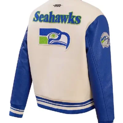 Cream Seattle Seahawks Retro Classic Full-Zip Varsity Jacket