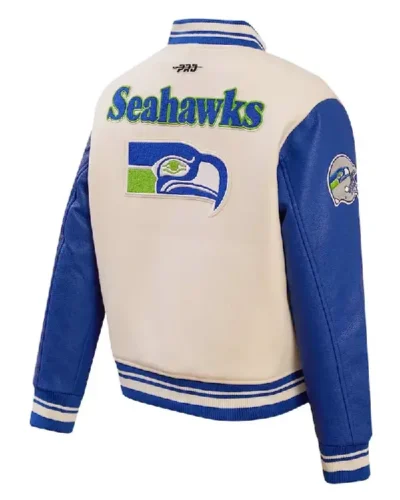 Cream Seattle Seahawks Retro Classic Full-Zip Varsity Jacket