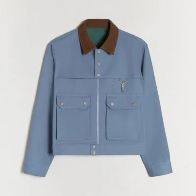 Cropped Reese Cooper Field Jacket in Cotton Twill with Corduroy Trim