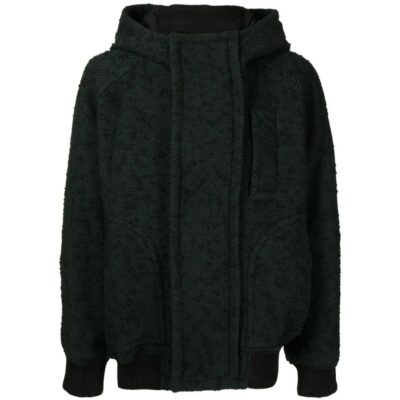 Dark Green Hooded Textured Jacket