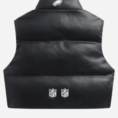 Eagles Off-Season Cropped Faux Leather Puffer Vest