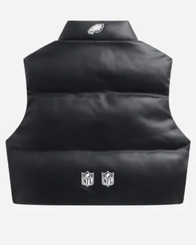 Eagles Off-Season Cropped Faux Leather Puffer Vest