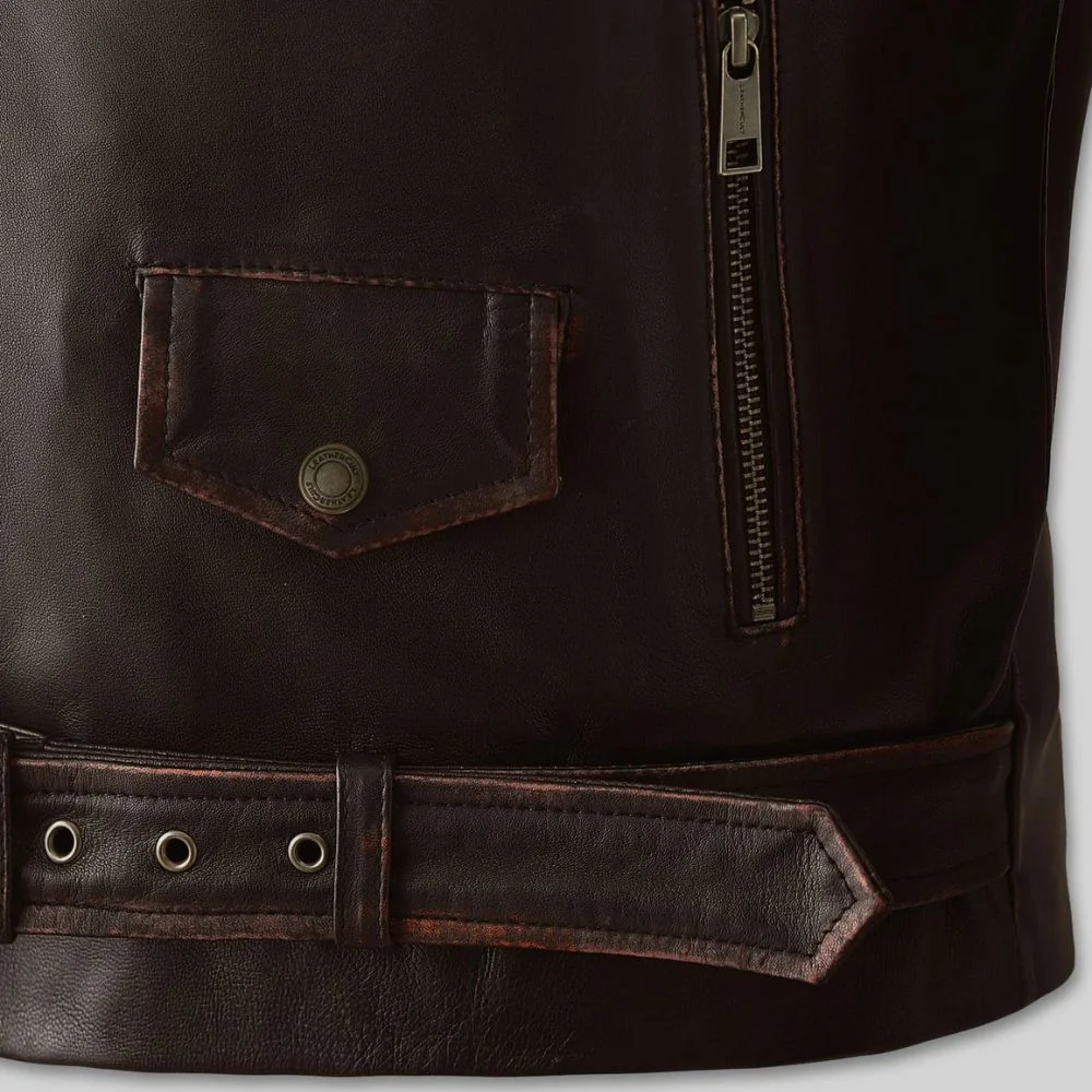 Enforcer Classic Dark Brown Biker Leather Jacket