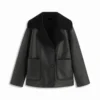 Faux Shearling Collar Oversized Button Jacket
