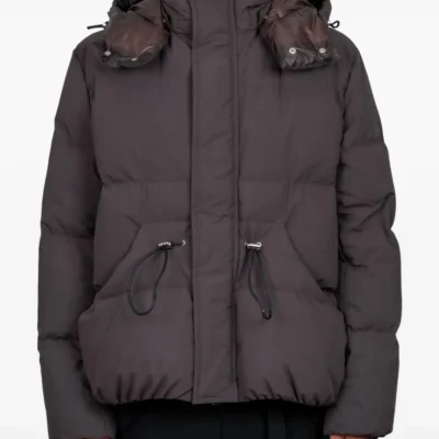 Grey Hooded Puffer Down Jacket