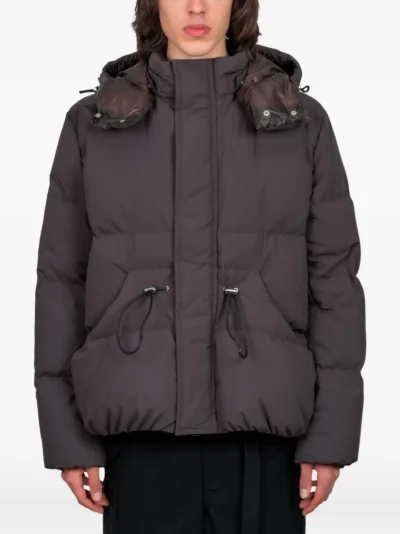Grey Hooded Puffer Down Jacket
