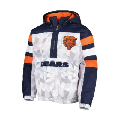 Gridiron Raglan Half-Zip Hooded Chicago Bears Jacket