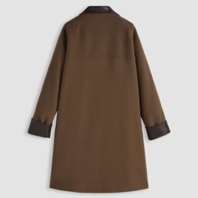 Hawthorne Faux Leather Barn Jacket with Contrasting Collar