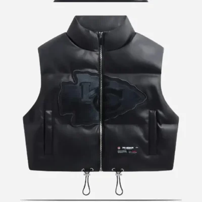 Kansas City Chiefs Off-Season Cropped Faux Leather Puffer Vest