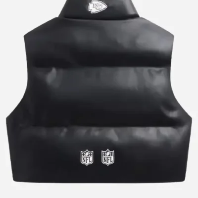 Kansas City Chiefs Off-Season Cropped Faux Leather Puffer Vest