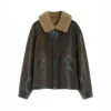 LEMAIRE Brown Jacket Shearling-Trim
