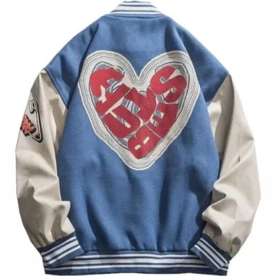 Letter Foaming Love Varsity Jacket