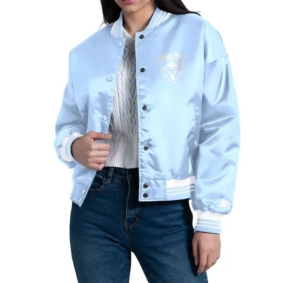 Light Blue Chicago Bears Satin Fashion Jacket