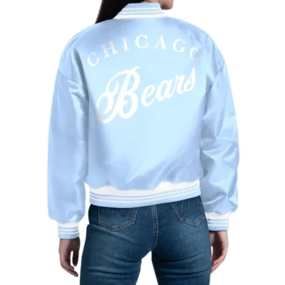 Light Blue Chicago Bears Satin Fashion Jacket