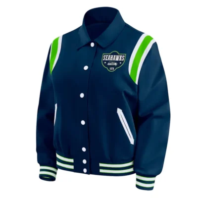 Lightweight Navy Seattle Seahawks Varsity Satin Jacket