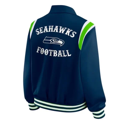 Lightweight Navy Seattle Seahawks Varsity Satin Jacket