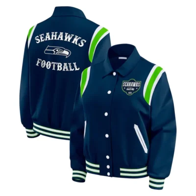 Lightweight Navy Seattle Seahawks Varsity Satin Jacket