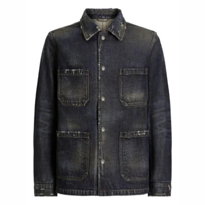 Men’s Distressed-Effect Denim Jacket with Pockets
