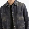 Men’s Distressed-Effect Denim Jacket with Pockets