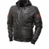 Men’s Jed Black Leather Jacket With Hood