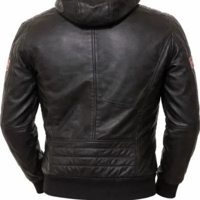 Men’s Jed Black Leather Jacket With Hood