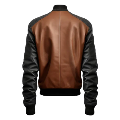 Men’s Leather Bomber Jacket in Brown and Black