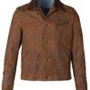 Mens Nubuck Leather Brown Cowhide Jacket