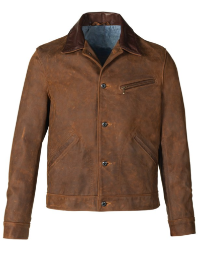 Mens Nubuck Leather Brown Cowhide Jacket