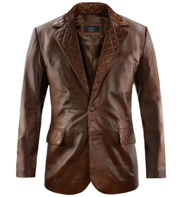 Mens Spanish Brown Harper Leather Blazer