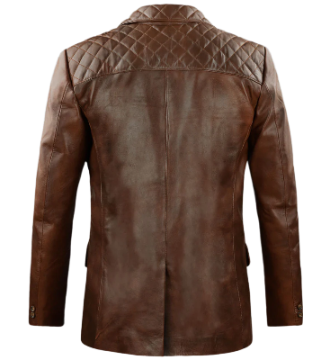 Mens Spanish Brown Harper Leather Blazer