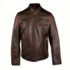 Men’s Vintage-Style Schott Brown Cafe Racer Jacket