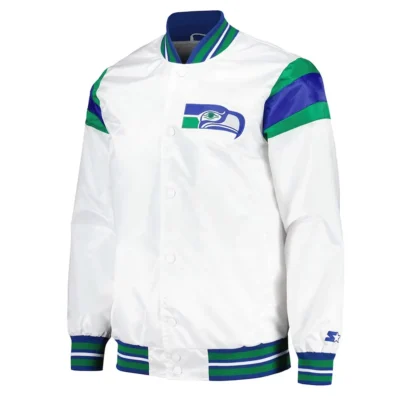 Midweight White Seattle Seahawks Satin Jacket