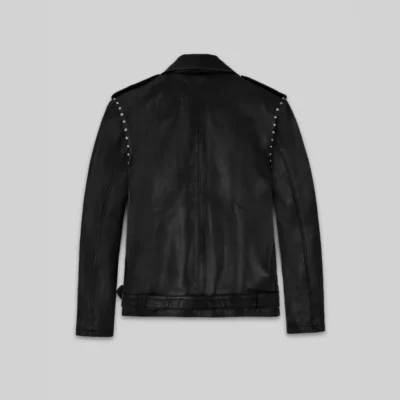 Minimal Studded Detail Leather Jacket