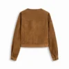 Minimalist Suede Round-Neck Jacket