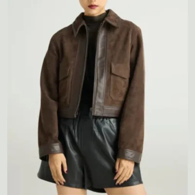 Mocha Suede Zip Up Jacket