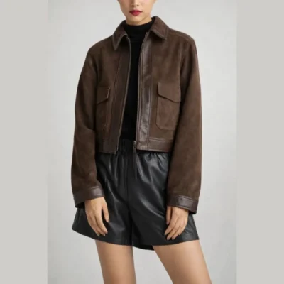Mocha Suede Zip Up Jacket