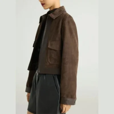 Mocha Suede Zip Up Jacket