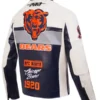 Moto Navy and White Chicago Bears Leather Jacket