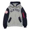NY Yankees Heather Gray/Navy Full-Zip Hoodie Jacket