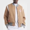 Oatmeal Cashmere Kansas City Chiefs Full-Snap Varsity Jacket