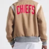 Oatmeal Cashmere Kansas City Chiefs Full-Snap Varsity Jacket